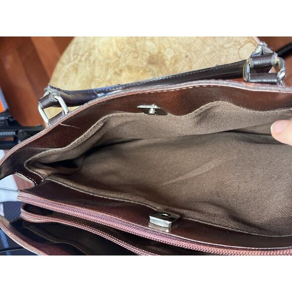 M C Marc Chantel Gator LEATHER Embossed Heart Basket Weave Handbag Purse - Picture 8 of 10